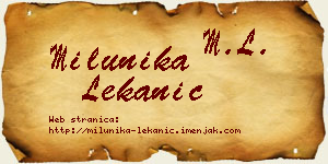 Milunika Lekanić vizit kartica